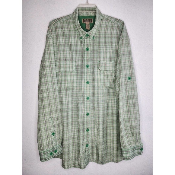 Duluth Other - Duluth Trading Mens Green Plaid Long Sleeve Shirt Vented Fishing Hiking 2XL Tall